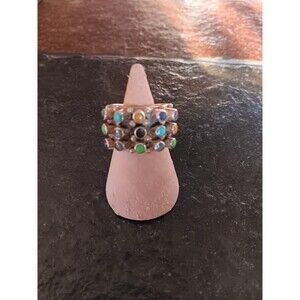 Old Pawn Sterling Silver wide band size 7.5 ring multi-stone snake eye